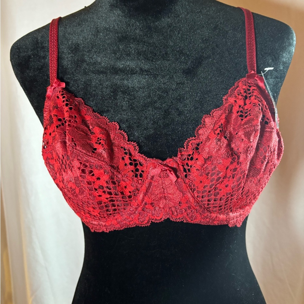 Sexy Red Lace Underwire Bra